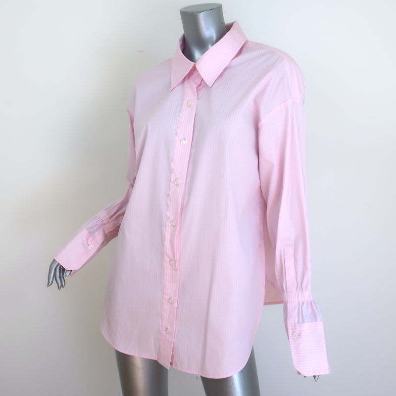 A.L.C. Monica Bell Sleeve Shirt Pink Striped Cotton Size 0 Long Sleeve Top NEW