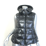 Moncler Anse Faux Fur-Collar Down Puffer Vest Gunmetal Size 0