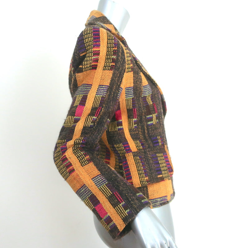 Christian Lacroix Patchwork Tweed Blazer Yellow/Multi Wool-Blend Size 42