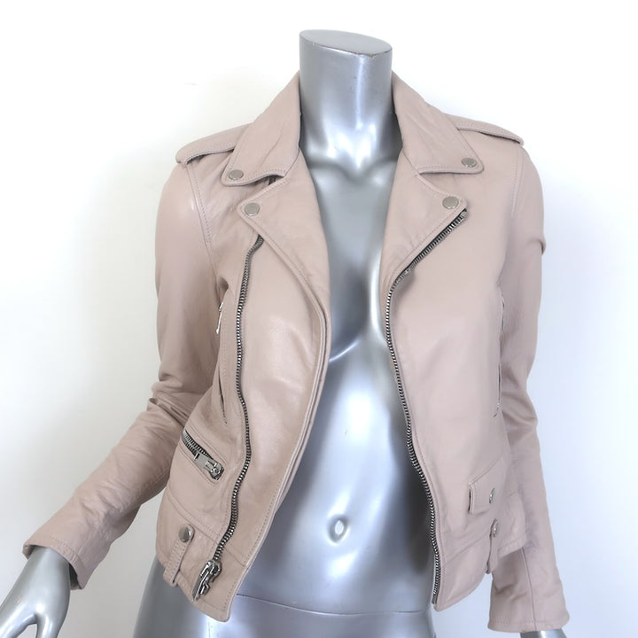 Saint Laurent Classic Washed Leather Motorcycle Jacket Rose Poudre Size 36