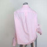 A.L.C. Monica Bell Sleeve Shirt Pink Striped Cotton Size 0 Long Sleeve Top NEW