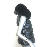 Moncler Anse Faux Fur-Collar Down Puffer Vest Gunmetal Size 0