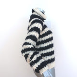 Chloe Striped Turtleneck Sweater Cream/Navy Silk-Mohair Size Extra Small NEW