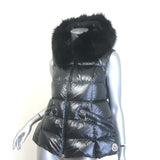 Moncler Anse Faux Fur-Collar Down Puffer Vest Gunmetal Size 0