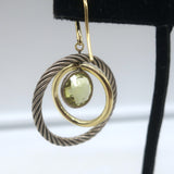 David Yurman Lemon Citrine Cable Mobile Earrings Sterling Silver & 18k Gold