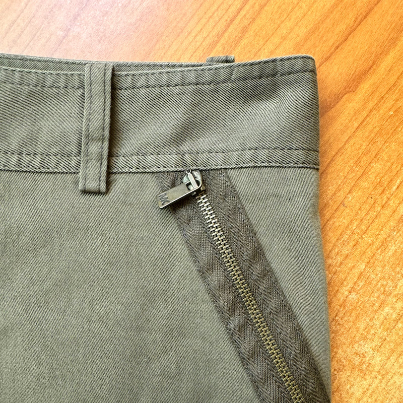 Michael Kors Zip-Pocket Pencil Skirt Olive Stretch Cotton Size 4