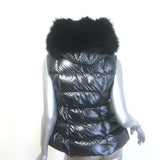 Moncler Anse Faux Fur-Collar Down Puffer Vest Gunmetal Size 0