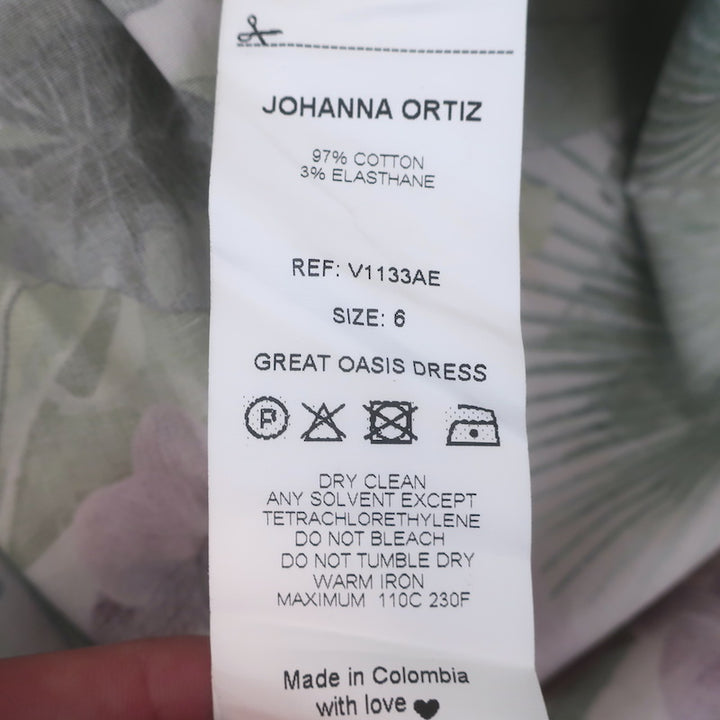 Johanna Ortiz Great Oasis Maxi Halter Dress Tropical Floral Print Cotton Size 6