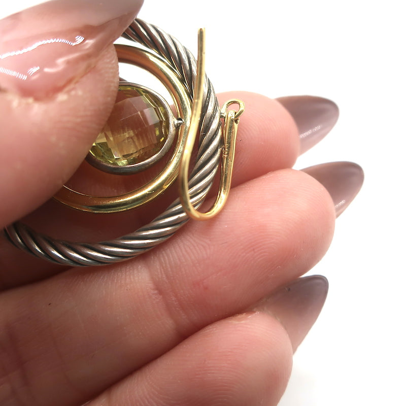 David Yurman Lemon Citrine Cable Mobile Earrings Sterling Silver &amp; 18k Gold
