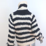 Chloe Striped Turtleneck Sweater Cream/Navy Silk-Mohair Size Extra Small NEW