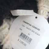 Chloe Striped Turtleneck Sweater Cream/Navy Silk-Mohair Size Extra Small NEW