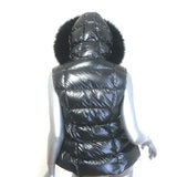 Moncler Anse Faux Fur-Collar Down Puffer Vest Gunmetal Size 0