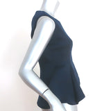 Lanvin Sleeveless Peplum Top Navy Neoprene Size 38