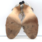 Manolo Blahnik Iriedo lizard-skin ankle-strap sandals in cream and black, authentic pre-owned designer heels