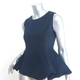 Lanvin Sleeveless Peplum Top Navy Neoprene Size 38