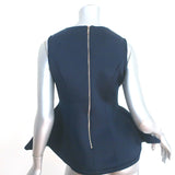 Lanvin Sleeveless Peplum Top Navy Neoprene Size 38