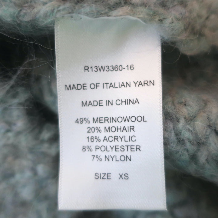 R13 Boucle Crewneck Sweater Light Blue Size Extra Small Oversize Pullover NEW