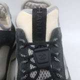 Chanel 22B CC Quilted-Heel Mixed Media Low Top Sneakers Black/Gray Size 35.5