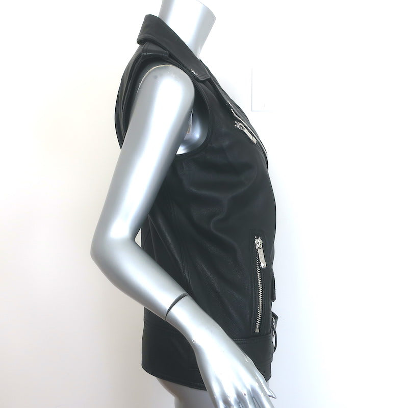 MICHAEL Michael Kors Leather Moto Vest Black Size Extra Small