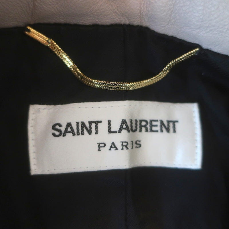 Saint Laurent Classic Washed Leather Motorcycle Jacket Rose Poudre Size 36