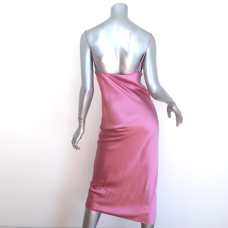 Fleur du Mal Cowl Neck Midi Slip Dress Rosette Silk Satin Size Extra Small