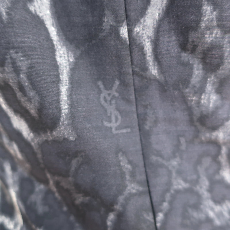 Yves Saint Laurent Dress Gray Leopard Print Silk Size 40 Sleeveless V-Neck