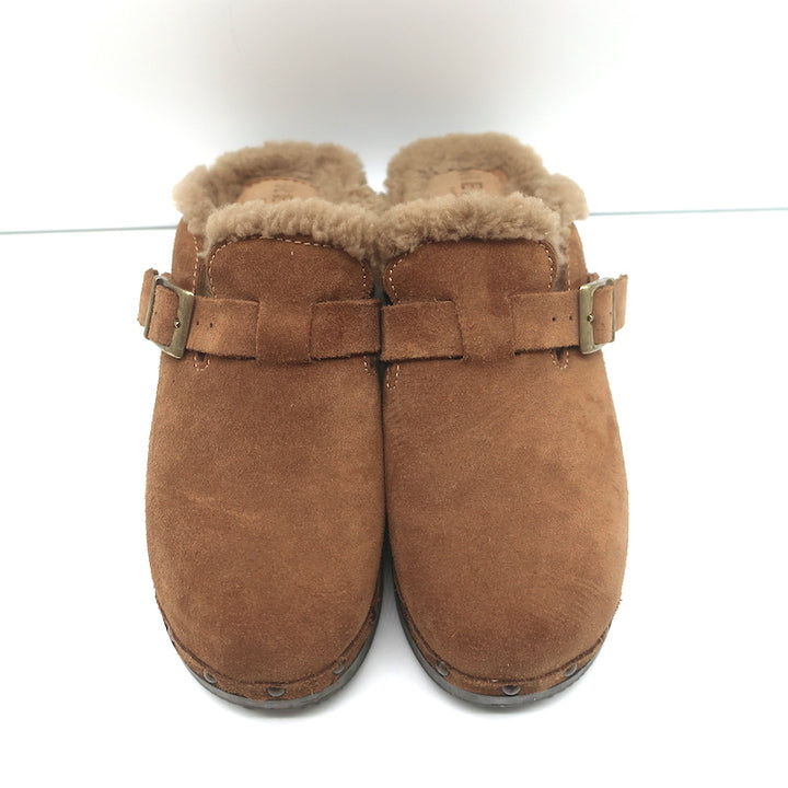 RE/DONE 70s Shearling Clogs Brown Suede Size 38
