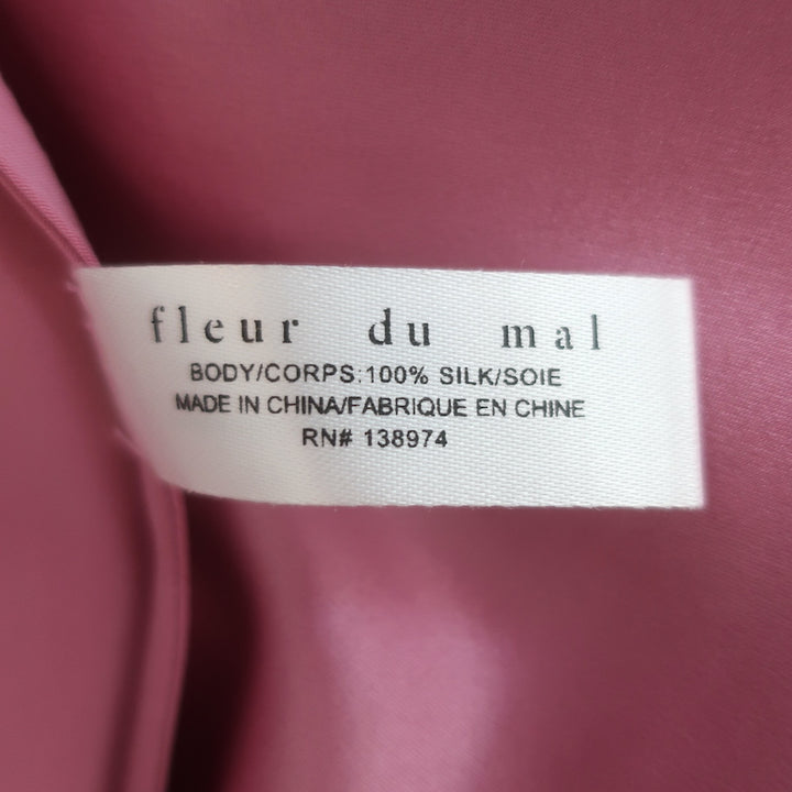 Fleur du Mal Cowl Neck Midi Slip Dress Rosette Silk Satin Size Extra Small