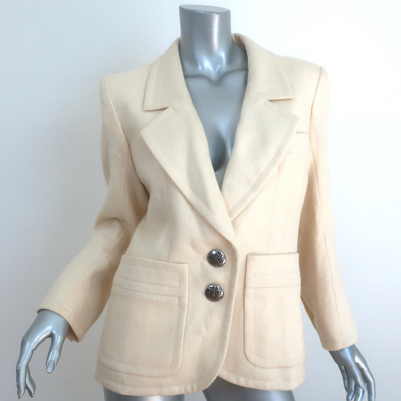 Vintage Yves Saint Laurent Rive Gauche Blazer Ivory Wool Size 36