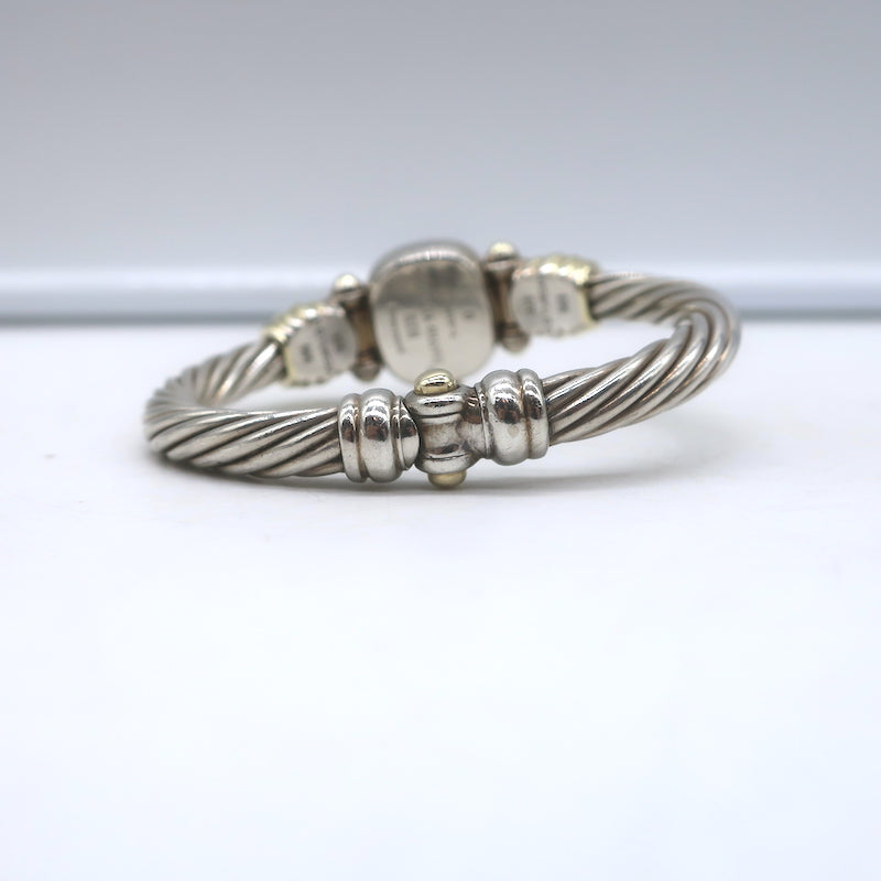 David Yurman Thoroughbred Mother of Pearl Cable Watch Sterling Silver &amp; 14k Gold
