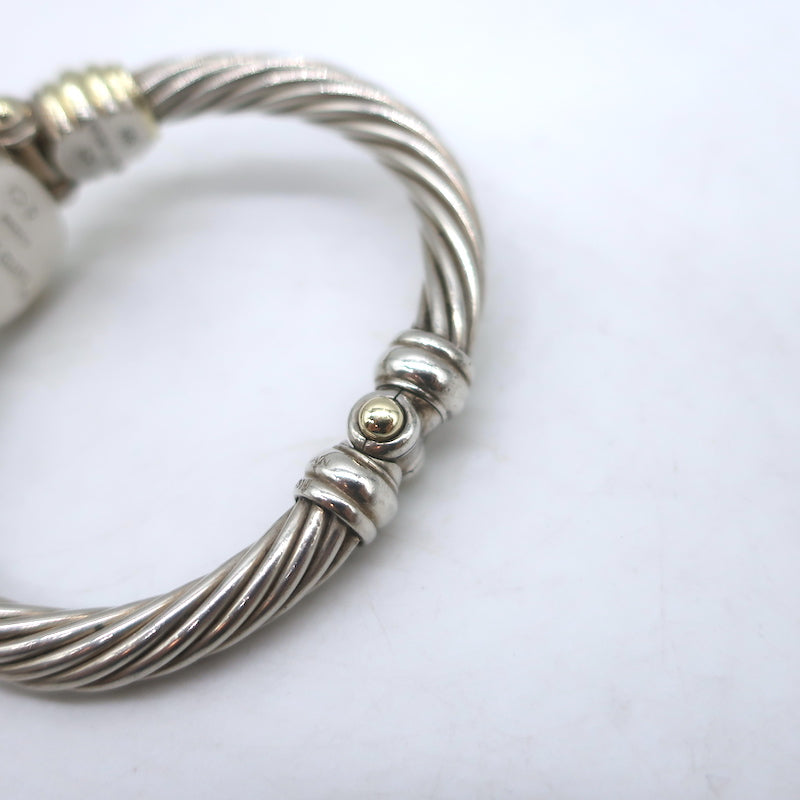 David Yurman Thoroughbred Mother of Pearl Cable Watch Sterling Silver &amp; 14k Gold