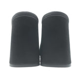 Prada Triangle Logo Sandals Black Satin Size 37 High Heel Slides