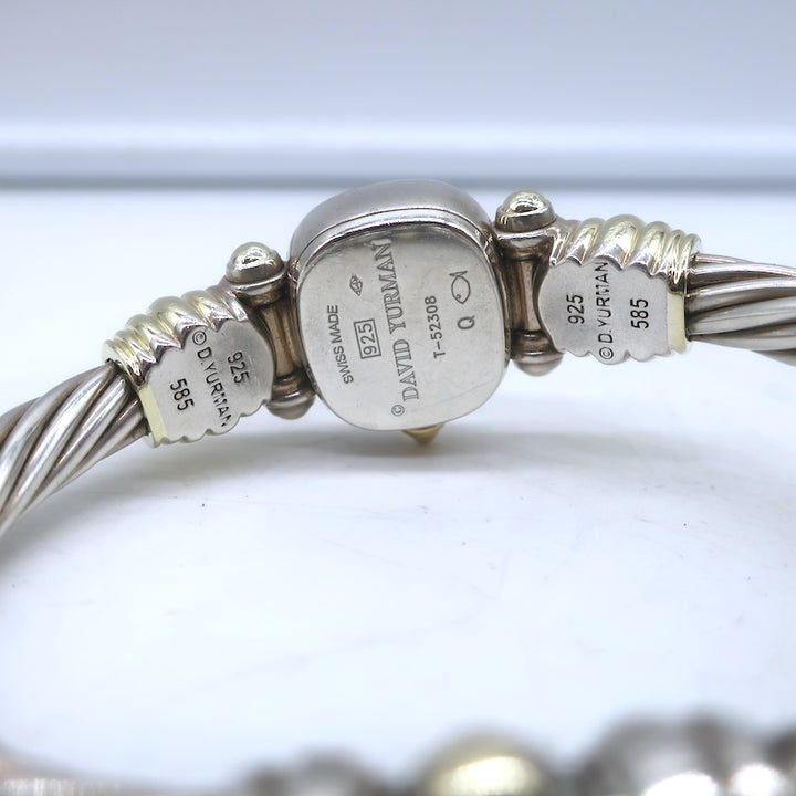 David Yurman Thoroughbred Mother of Pearl Cable Watch Sterling Silver &amp; 14k Gold