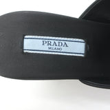 Prada Triangle Logo Sandals Black Satin Size 37 High Heel Slides