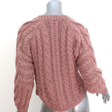 Ulla Johnson Niva Cable Knit Sweater Rosewood Pink Cotton Size Petite/Small NEW
