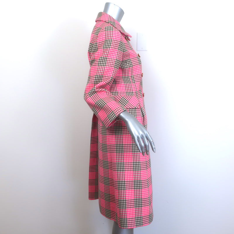 Vintage I. Magnin &amp; Co. Double Breasted Checked Coat Pink Size 6
