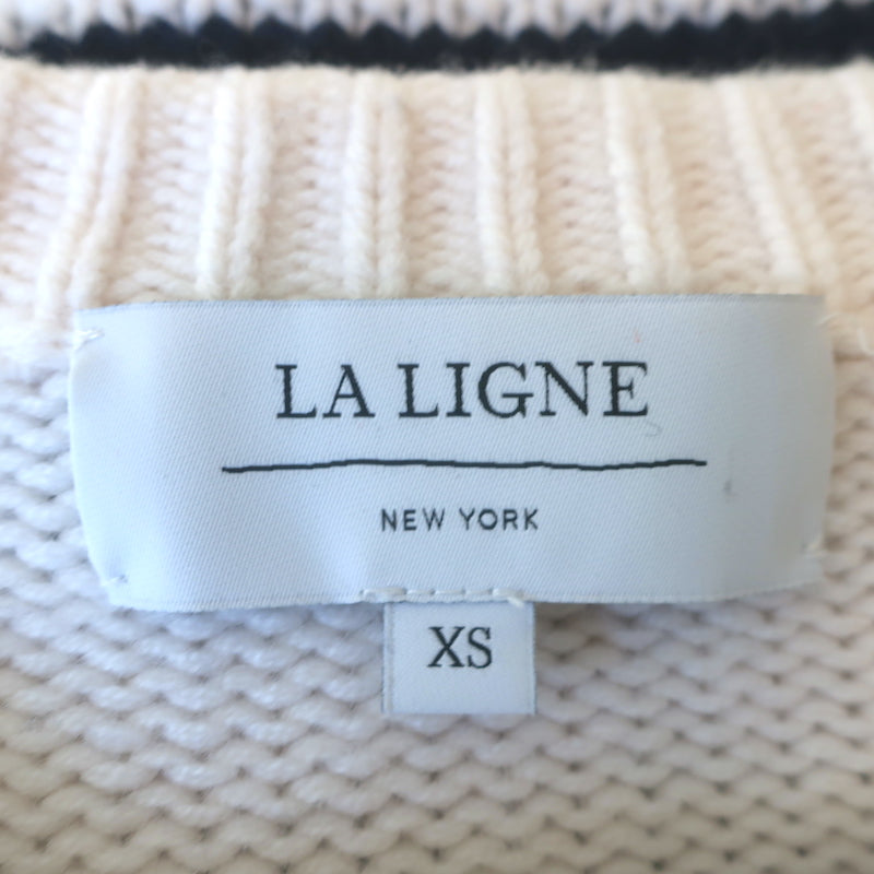 La Ligne Marin Striped Cardigan Cream/Navy Wool-Cashmere Size Extra Small
