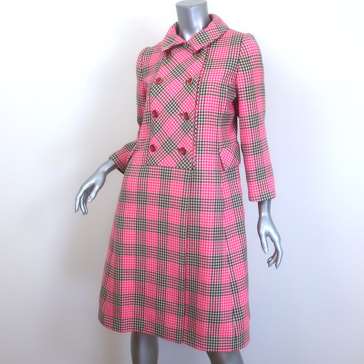 Vintage I. Magnin &amp; Co. Double Breasted Checked Coat Pink Size 6