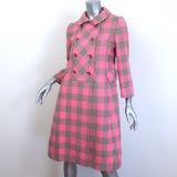 Vintage I. Magnin & Co. Double Breasted Checked Coat Pink Size 6