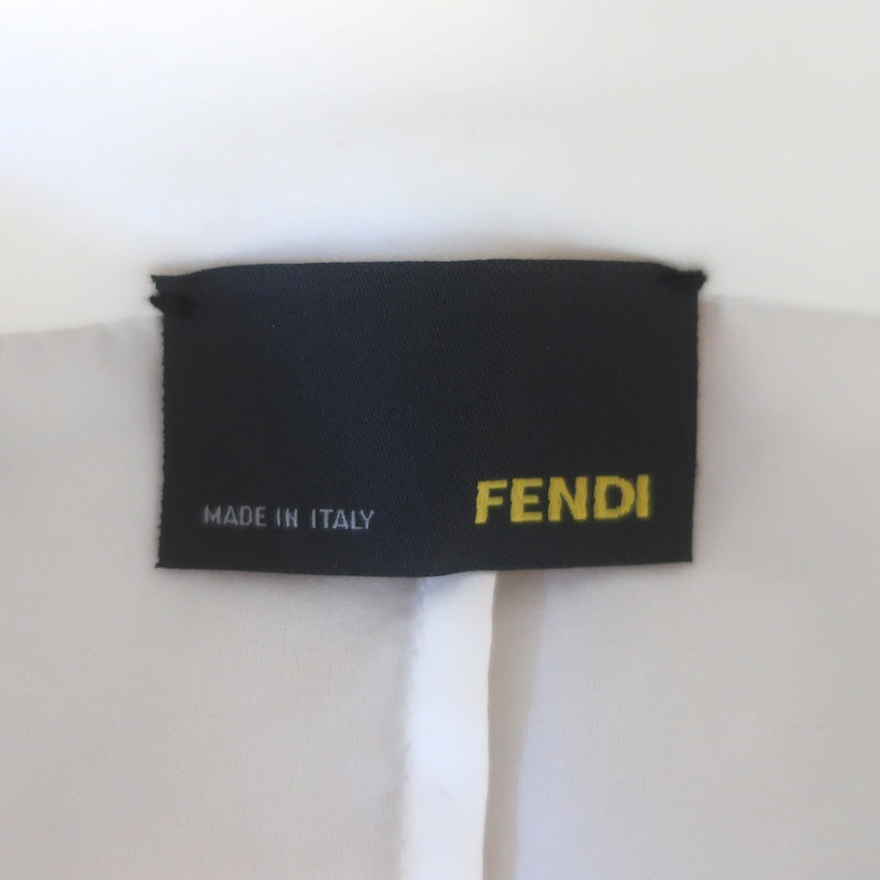 Fendi Flutter Sleeve Button-Up Blouse Ivory Silk Size 38