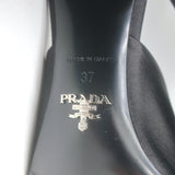 Prada Triangle Logo Sandals Black Satin Size 37 High Heel Slides