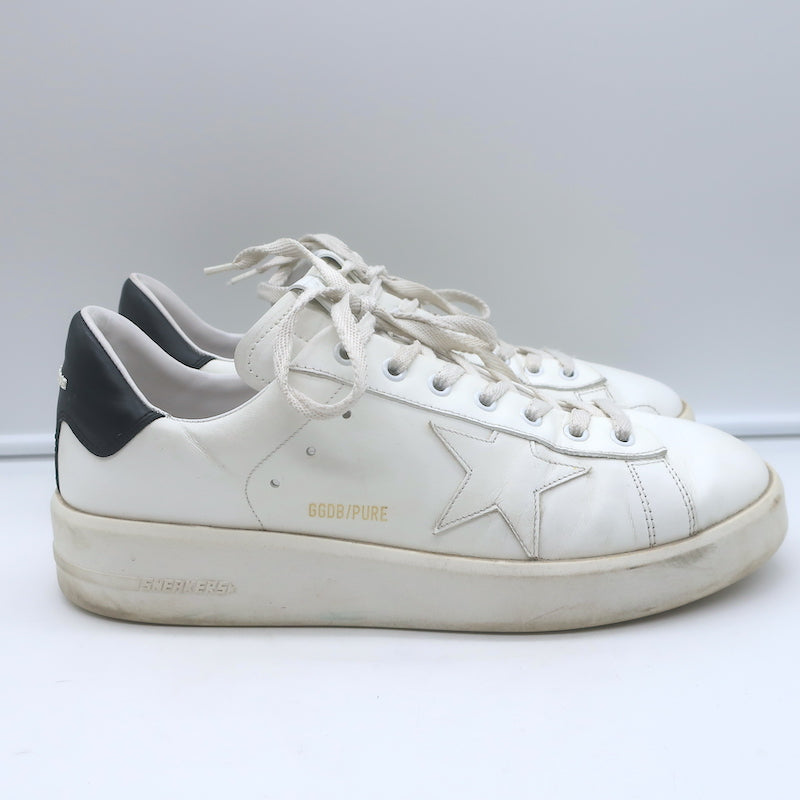 Golden Goose Purestar Low Top Sneakers White &amp; Black Leather Size 43