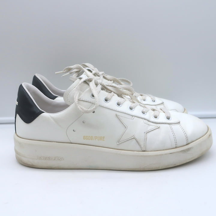 Golden Goose Purestar Low Top Sneakers White &amp; Black Leather Size 43