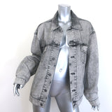 Balenciaga Paris Flag Embroidered Denim Jacket Gray Cotton Size 36 Unisex