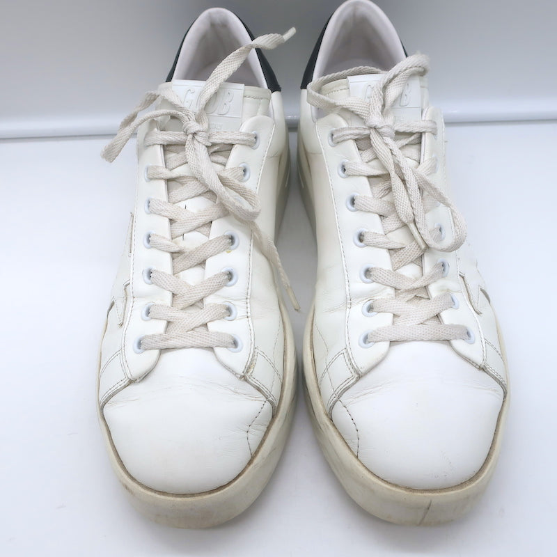 Golden Goose Purestar Low Top Sneakers White &amp; Black Leather Size 43