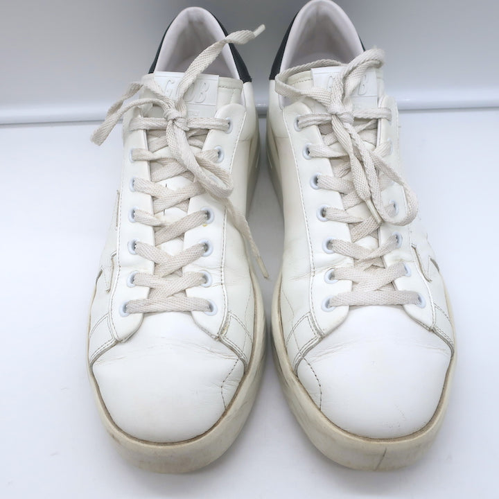 Golden Goose Purestar Low Top Sneakers White &amp; Black Leather Size 43