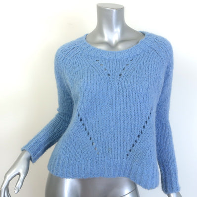 Isabel Marant Etoile Shields Pointelle Knit Sweater Blue Alpaca-Blend Size 36