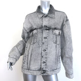 Balenciaga Paris Flag Embroidered Denim Jacket Gray Cotton Size 36 Unisex