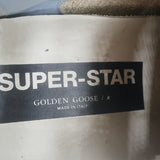 Golden Goose Superstar leather sneakers in white with blue star detail, pre-owned authentic luxury, size 38