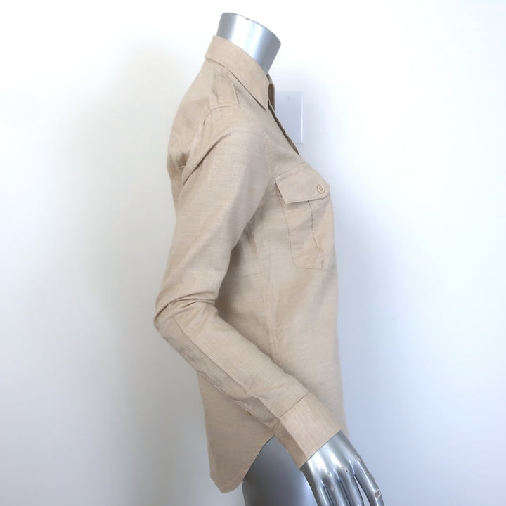 MOTHER The Cadet Button-Down Shirt Sahara Sand Cotton Size Extra Small NEW